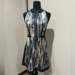 Rebecca Taylor Black and Cream Striped Mini Dress